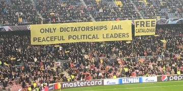 Imagen de archivo de una pancarta separatista en el Camp Nou.