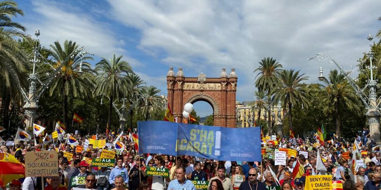 Manifestación en defensa del español en la enseñanza en Cataluña organizada por la AEB y Escuela de Todos. Foto: Sergio Fidalgo