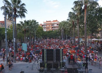 Imagen de archivo de una pantalla gigante durante la Eurocopa. Foto: Ayto. de Castelldefels
