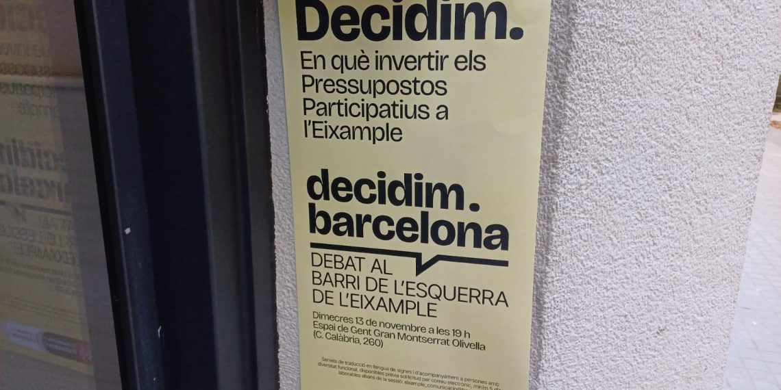 Imagen de archivo de un cartel municipal de Barcelona solo en catalán.