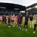 La plantilla y el técnico en Balaídos. Foto: RCDE
