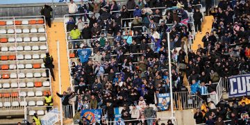 Afición perica en Mestalla. Foto: RCDE