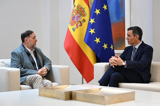 Oriol Junqueras y Pedro Sánchez. Foto: @sanchezcastejon