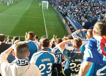 Afición del RCD Espanyol en el campo del Levante. Foto: elCatalán.es