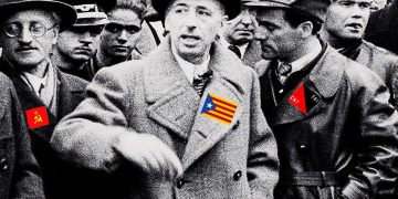 Lluís Companys junto al líder de la CNT-FAI, Josep García Oliver; y el cónsul soviético en Barcelona, Vladímir Antónov-Ovseenko. Imagen: S.C