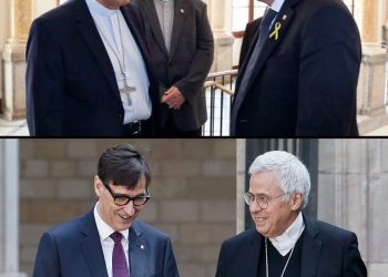 Joan Planellas con Quim Torra y Salvador Illa (archivo S. Caamaño).