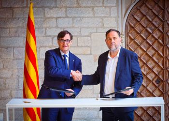 Salvador Illa y Oriol Junqueras, en el Palau. Foto: @salvadorilla