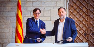 Salvador Illa y Oriol Junqueras, en el Palau. Foto: @salvadorilla